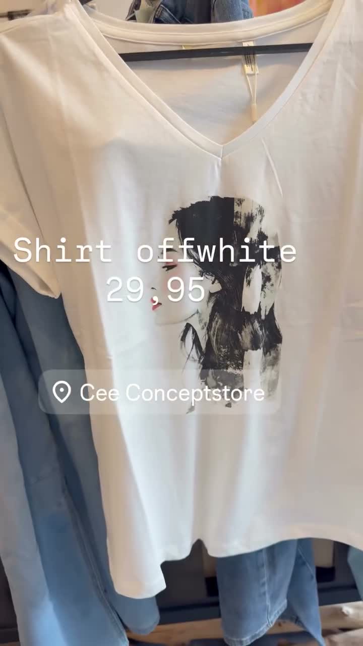 10 Days Off-White Baumwoll-Shirt mit V-Ausschnitt